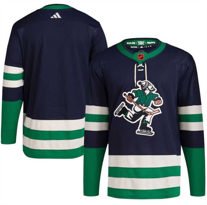 Mens Vancouver Canucks Blank Navy 2022 Reverse Retro Stitched Jersey->->